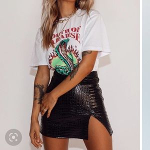 Princess Polly Wren croc black faux leather mini skirt XXS